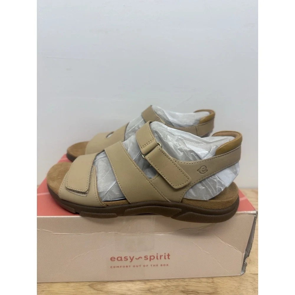 Easy Spirit Mavey Women's Sandal Light Natural Leather Size 6.5 New In‎ Box #29